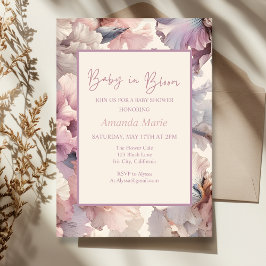 Invitación ¡Bebé en Bloom! Elegante Moda Rubor Bebé Floral Ro