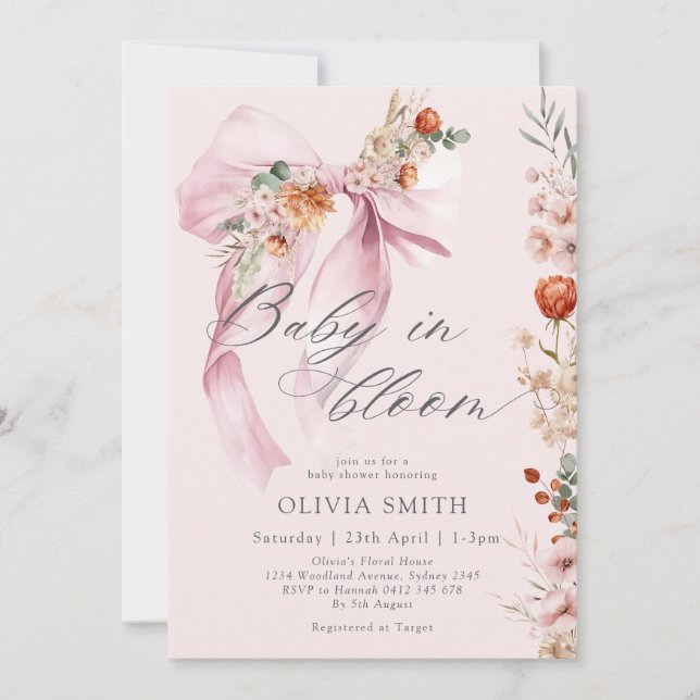 Invitación Bebé en Bloom Fall Garden Baby Shower (Anverso)