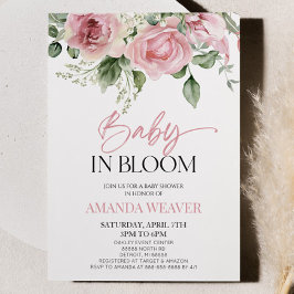 Invitación Bebé En Bloom Flor Floral Rosa Baby Shower