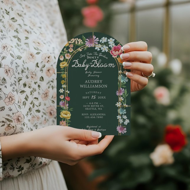 Invitación Bebé en Bloom Floral Garden Greenhouse Baby Shower (Baby in Bloom Floral Garden Greenhouse Baby Shower Invitation)