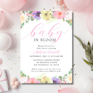 Invitación Bebé En Bloom Floral Jardín Bebé