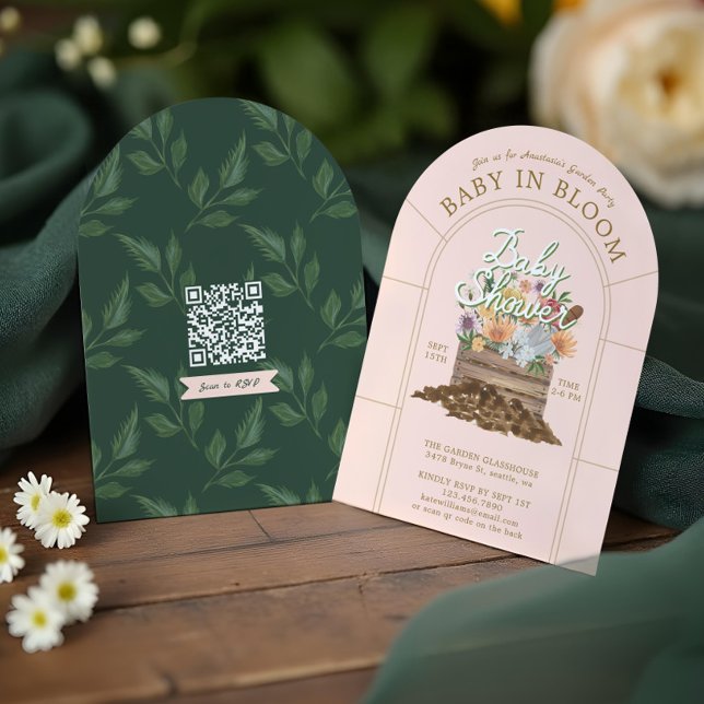 Invitación Bebé en Bloom Floral Wood Crate Garden Baby Shower (Baby in Bloom Floral Wood Crate Garden Baby Shower Invitation)