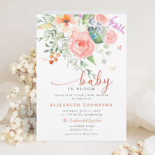 Invitación Bebé en Bloom Happy Garden Chica Floral Baby Showe
