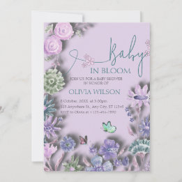 Invitación Bebé En Bloom Lavender Lilac Floral Baby Shower