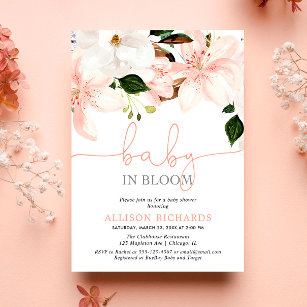 Invitación Bebé en Bloom lirios florales chica ducha de bebé