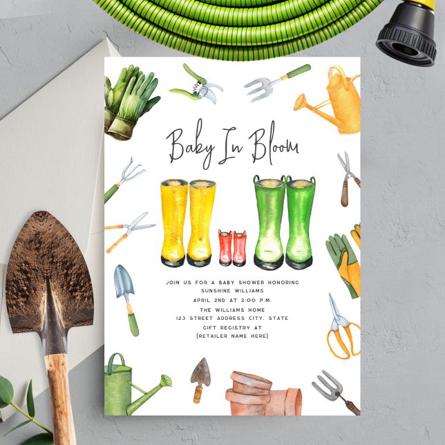 Invitación Bebé En Bloom Lluvia Roja Boots Gardening (Subido por el creador)