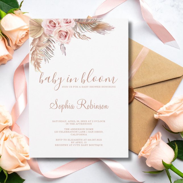 Invitación Bebé en Bloom Pampas Grass Boho Baby Shower (Subido por el creador)