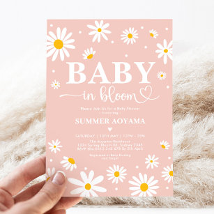 Invitación Bebé En Bloom Rubor Boho Daisy Chica Floral Ducha