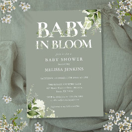 Invitación Bebé En Bloom Sage Greenereneration Floral Baby Sh