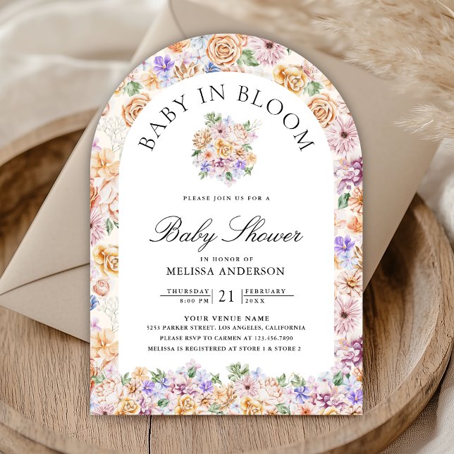 Invitación Bebé en Bloom Spring Floral Arch Photo Baby Shower (Subido por el creador)