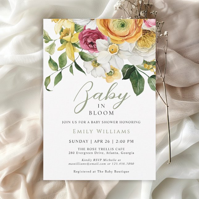 Invitación Bebé en Bloom Spring Garden Floral Baby Shower (Available in both printed and instant download digital formats.)