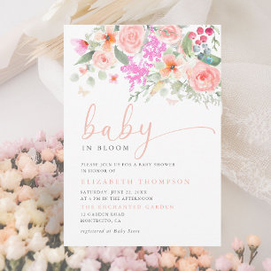 Invitación Bebé en Bloom Sunny Garden Chica Floral Baby Showe