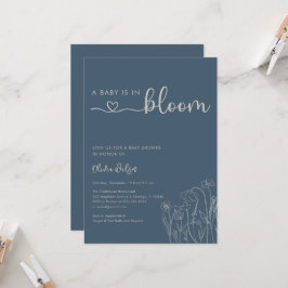 Invitación Bebé en Bloom, Topaz Blue Wildflower Baby Shower