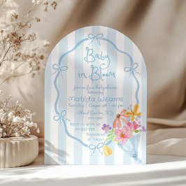 Invitación Bebé en Bloom Whimsical Blue y ducha de bebé rosa