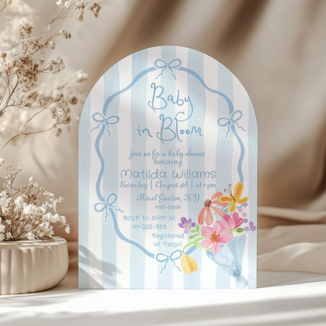 Invitación Bebé en Bloom Whimsical Blue y ducha de bebé rosa (Subido por el creador)