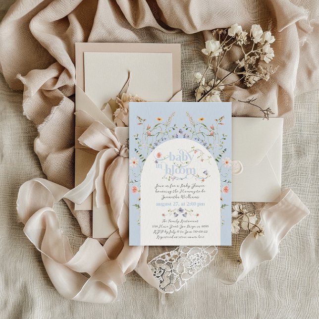Invitación Bebé en Bloom Wildflower Blue Boy Baby Shower (Subido por el creador)
