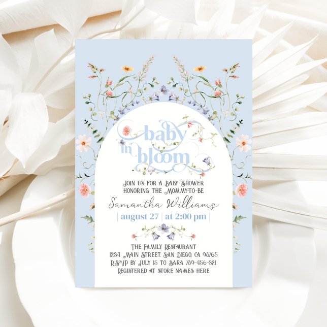 Invitación Bebé en Bloom Wildflower Blue Boy Baby Shower (Subido por el creador)