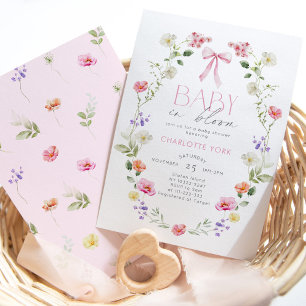 Invitación Bebé en Bloom Wildflower color rosa Baby Shower