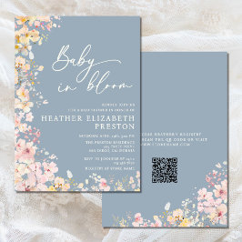 Invitación Bebé En Bloom Wildflower Dusty Blue Baby Shower