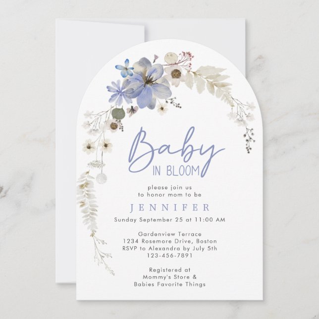 Invitación Bebé en Bloom Wildflower Floral Arch Baby Shower (Anverso)
