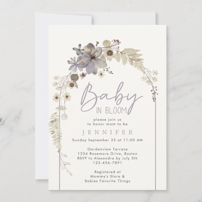 Invitación Bebé en Bloom Wildflower Floral Arch Baby Shower (Anverso)