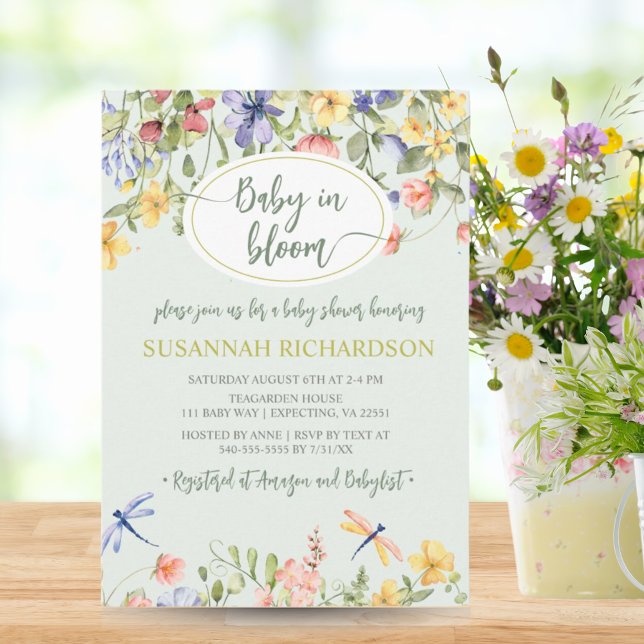 Invitación Bebé en Bloom Wildflower Garden Baby Shower (Baby in Bloom Wildflower Garden Baby Shower Invitation)