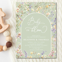 Bebé en Bloom Wildflower QR Sage Green Baby Shower