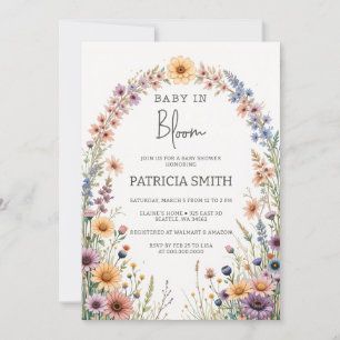 Invitación Bebé en Bloom Wildflowers Baby Girl Baby Shower