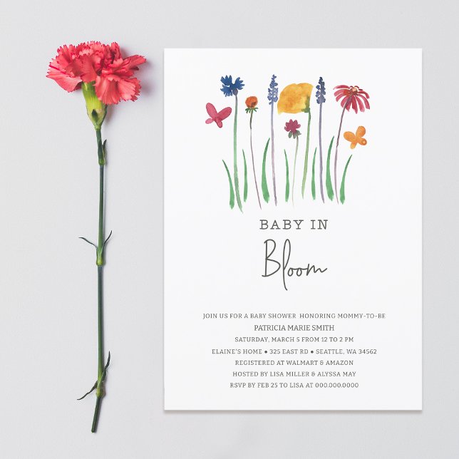 Invitación Bebé en Bloom Wildflowers Baby Girl Baby Shower (Baby in Bloom Wildflowers Baby Girl Baby Shower Invitation)