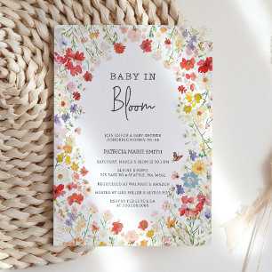 Invitación Bebé en Bloom Wildflowers Baby Girl Baby Shower