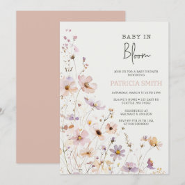 Invitación Bebé en Bloom Wildflowers Baby Girl Baby Shower