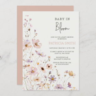 Invitación Bebé en Bloom Wildflowers Baby Girl Baby Shower