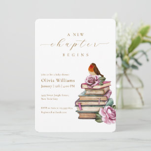 Invitación Bebé en camino tema de ducha Flor Pájaro Capítulo