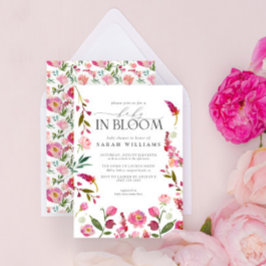 Invitación Bebé En Chica De Bloom Pink Watercolor Flor Ducha