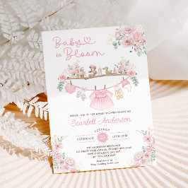 Invitación Bebé en Chica floral rosa de sangre de ropa para
