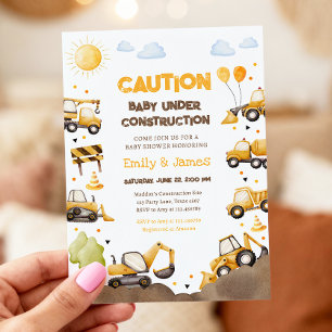 Invitación Bebé en Construcción Camiones Fiesta de Bebé Parej