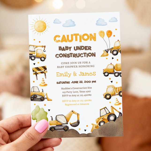Invitación Bebé en Construcción Camiones Fiesta de Bebé Parej (Subido por el creador)