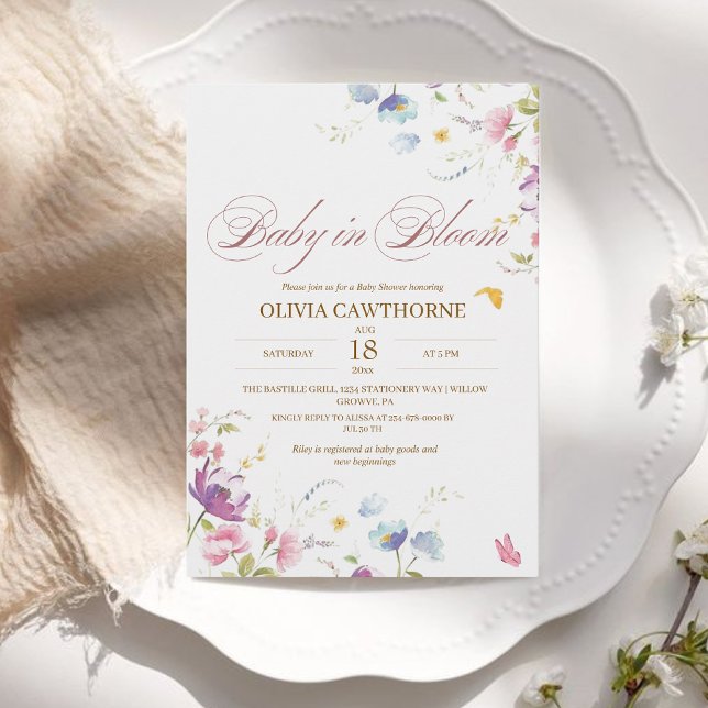 Invitación Bebé en el Baby Shower acuático Bloom Spring (Subido por el creador)