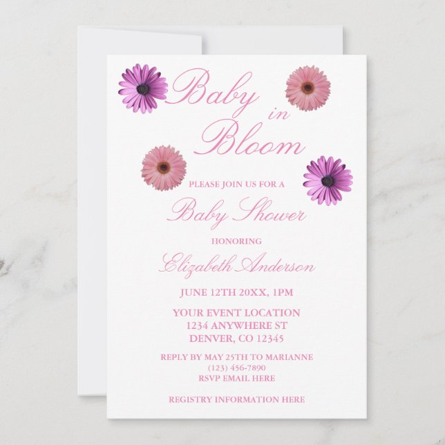 Invitación Bebé en el Baby Shower de Bloom (Anverso)
