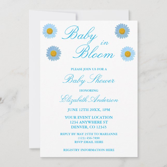 Invitación Bebé en el Baby Shower de Bloom (Anverso)