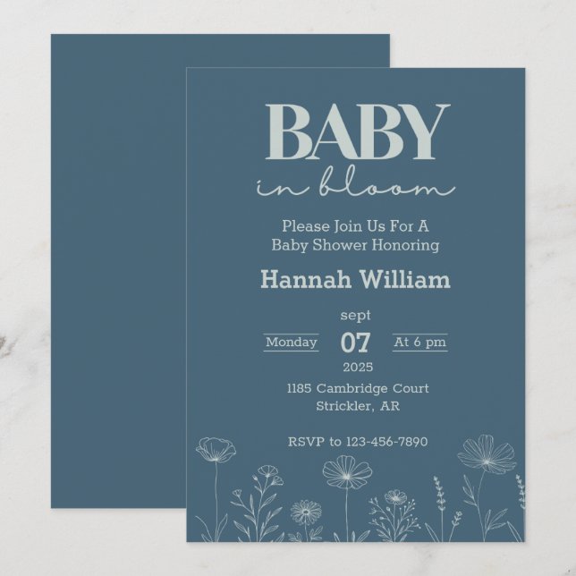 Invitación Bebé en el Baby Shower de Bloom (Anverso / Reverso)