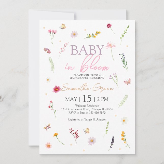 Invitación Bebé en el Baby Shower de Bloom (Anverso)