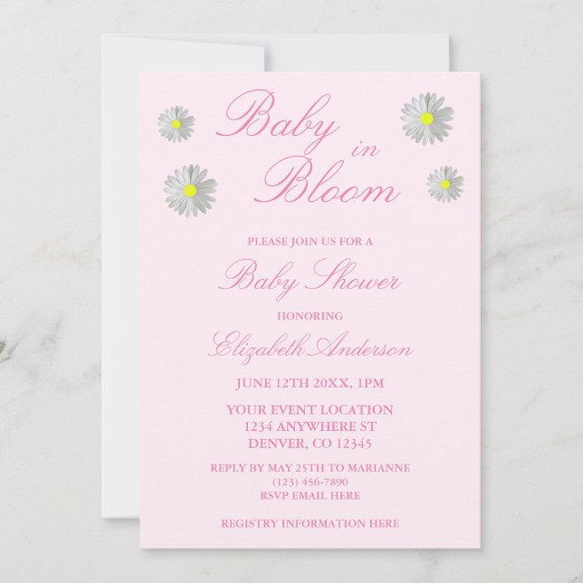 Invitación Bebé en el Baby Shower de Bloom (Anverso)