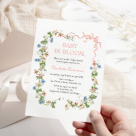 Invitación Bebé en el Baby Shower de Bow Rosa en Bloom