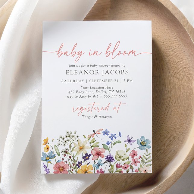 Invitación Bebé en el Baby Shower de flor silvestre Bloom Spr (Subido por el creador)