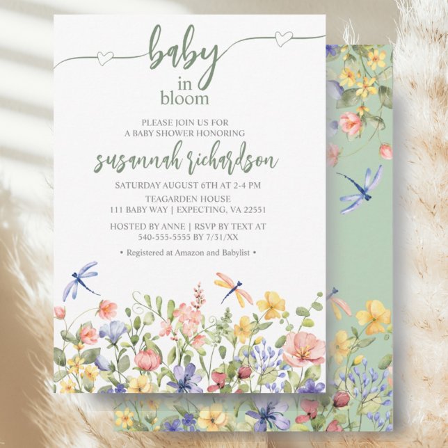 Invitación Bebé en el Baby Shower de Flor Silvestre Verde en  (Subido por el creador)