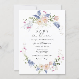 Invitación Bebé en el Baby Shower de flores femeninas en flor