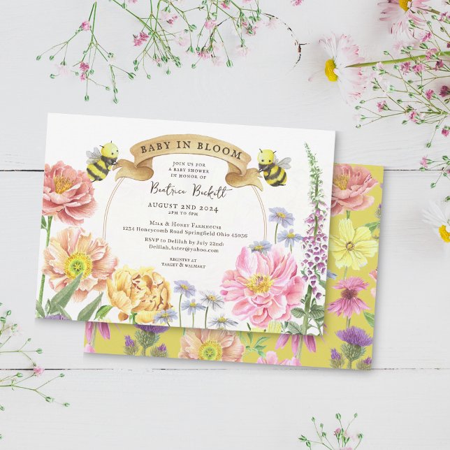 Invitación Bebé en el Baby Shower de flores silvestres amaril (Subido por el creador)