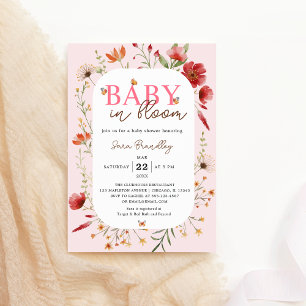 Invitación Bebé en el Baby Shower de flores silvestres de col