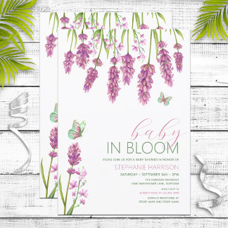 Invitación Bebé en el Baby Shower de flores silvestres rosada